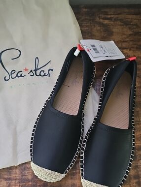 NWT SEA STAR Black Espadrilles - Waterproof - Size 8